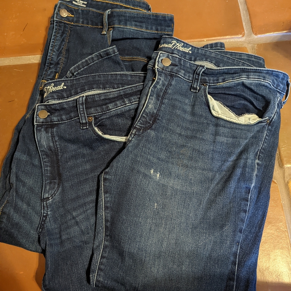 Old Navy & Universal Thread Jeans. Skinny boot cut dark wash stretch Sz 18